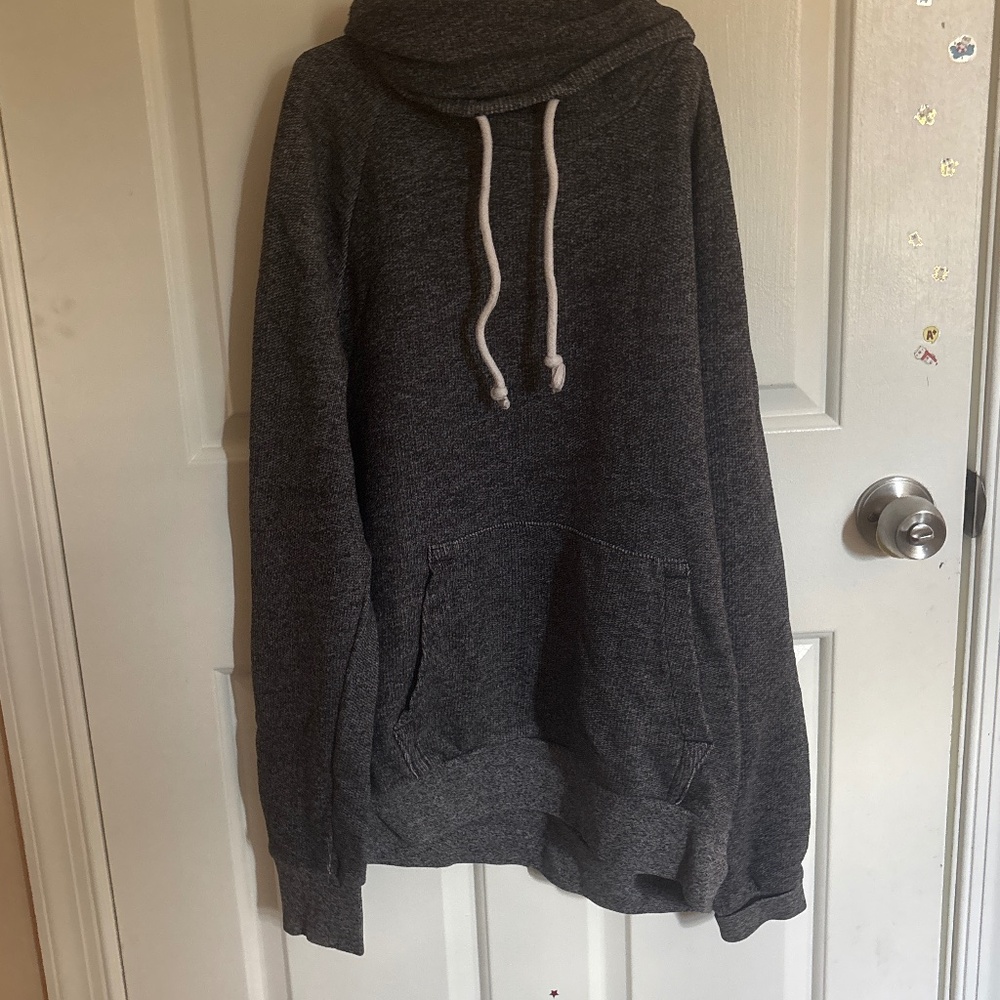 heather gray oversized turtleneck hoodie